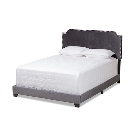 Baxton Studio Darcy Luxe and Glamour Dark Grey Velvet Upholstered Full Size Bed 149-8956
